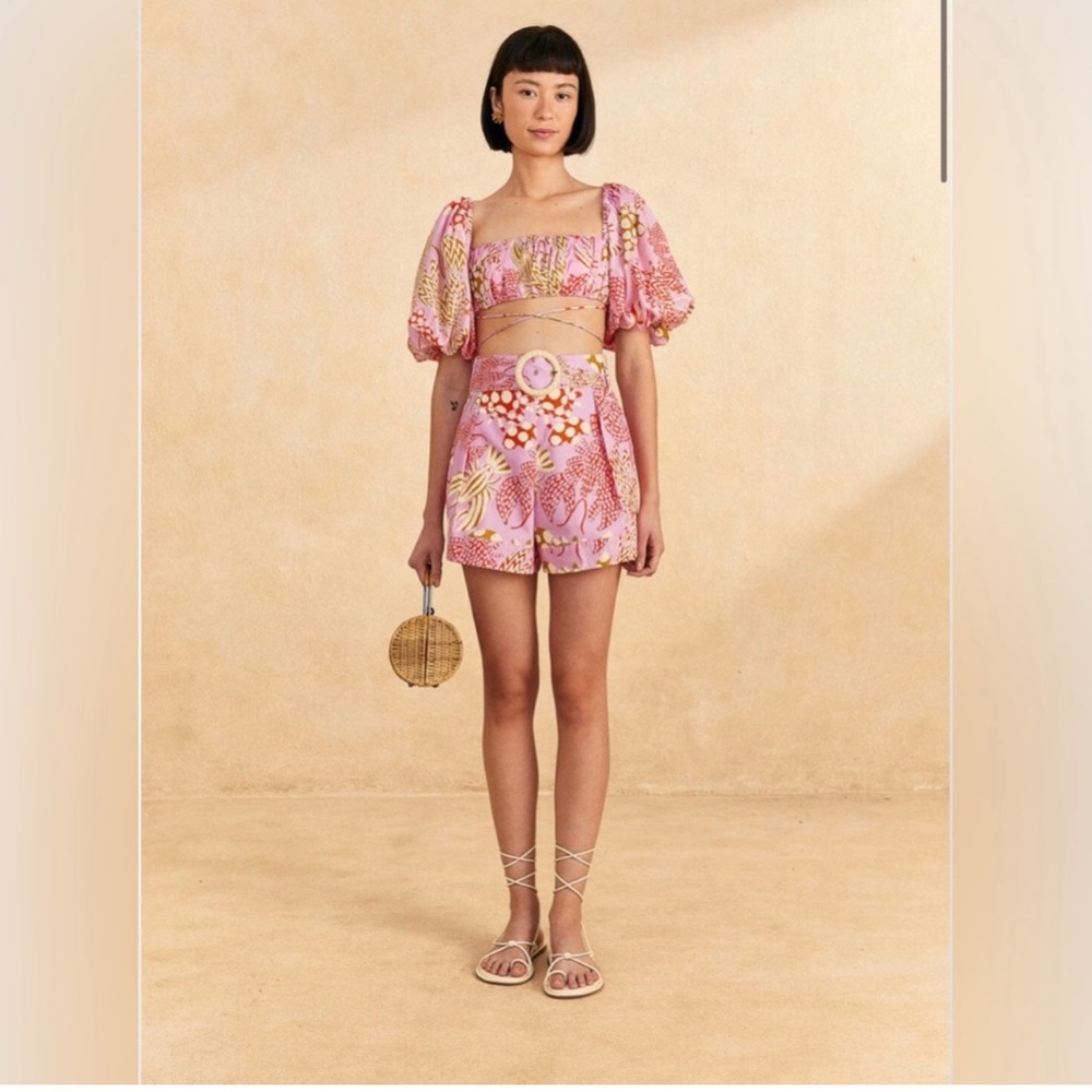 Farm Rio Pink Mixed Lobster Shorts